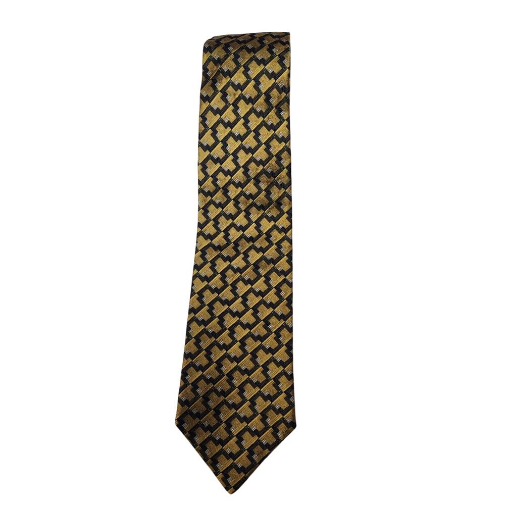 Vintage Louis Feraud Mens Geometric Print Silk Tie